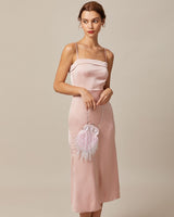 The Pink Bodycon Satin Cami Midi Dress - Threadford