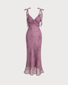 Purple Floral Ruffle Tie Strap Midi Dress - Threadford