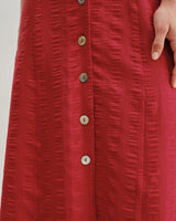 Red Belted A-Line Midi Dress - Threadford