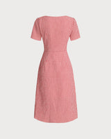 Red Plaid Square Neck Midi Dress - Threadford