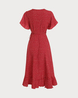 The Polka Dot Ruffle Wrap Dress - Threadford