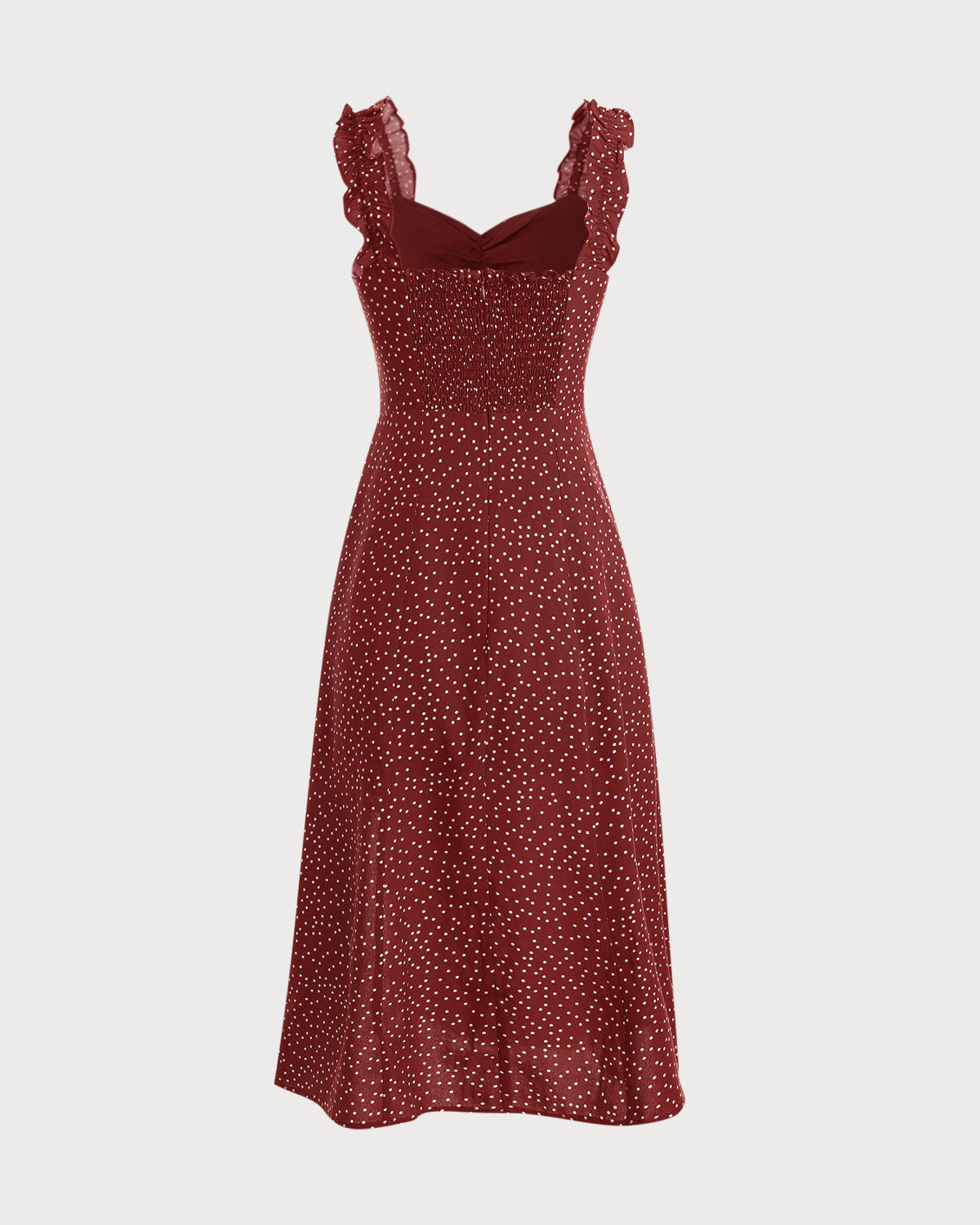 The Red Frill Trim Side Split Midi Dress - Threadford