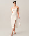 The Wave Textured Pearl Strap Midi Dress - Threadford