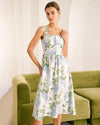 The White Square Neck Floral A-Line Midi Dress - Threadford