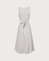 The White Square Neck Striped Midi Dress - Threadford