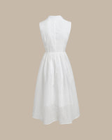 White Striped Sleeveless Midi Dress - Threadford
