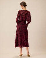 Red Floral Bodycon Slip Midi Dress - Threadford