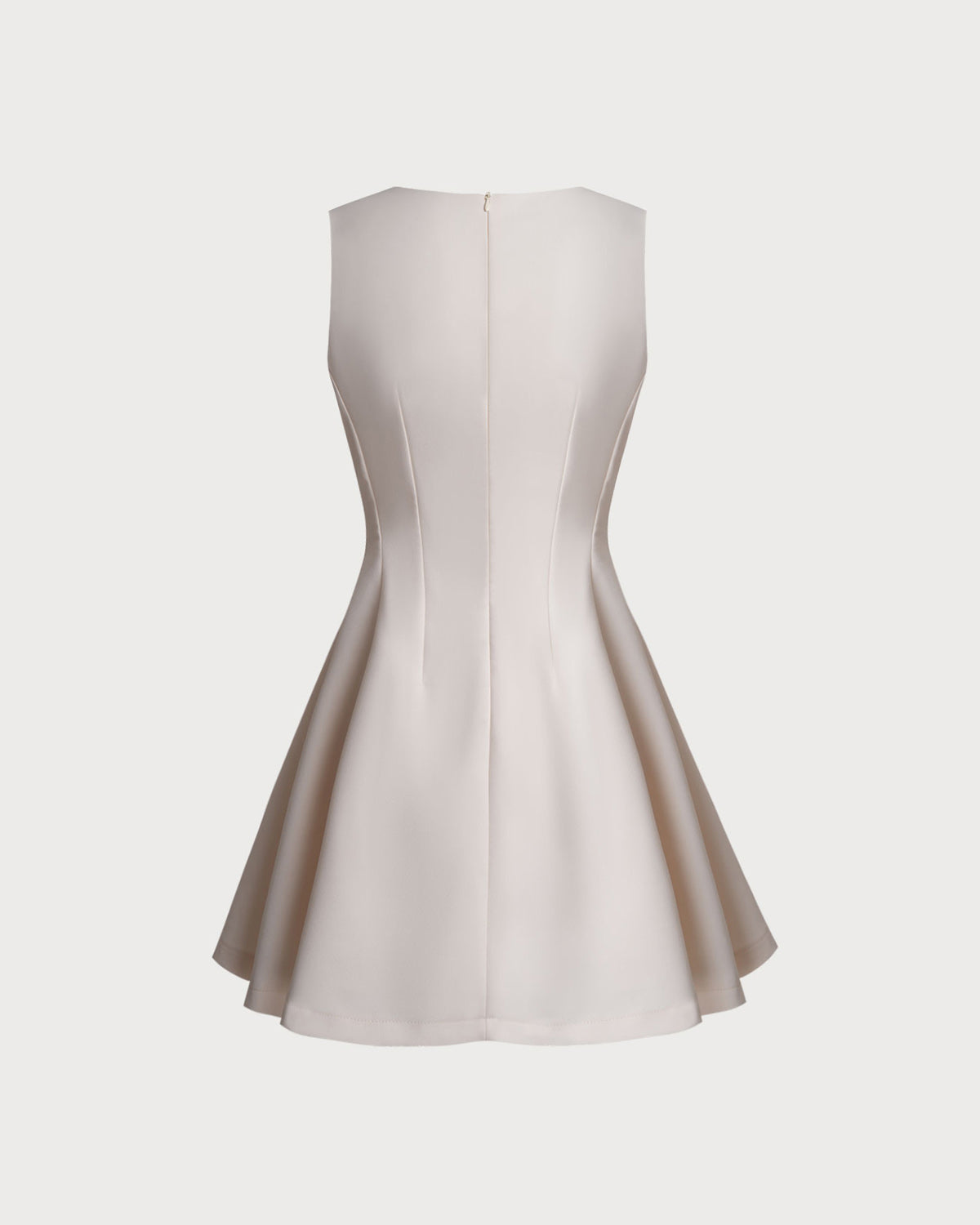 Apricot Round Neck Sleeveless Mini Dress - Threadford