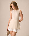 Women's Apricot Splicing Pleated Mini Dress - Threadford