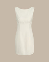 The Beige Boat Neck Back Bowknot Mini Dress - Threadford