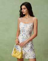 Blue Floral A-Line Slip Mini Dress - Threadford