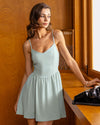 Green Shirred Slip Mini Dress - Threadford
