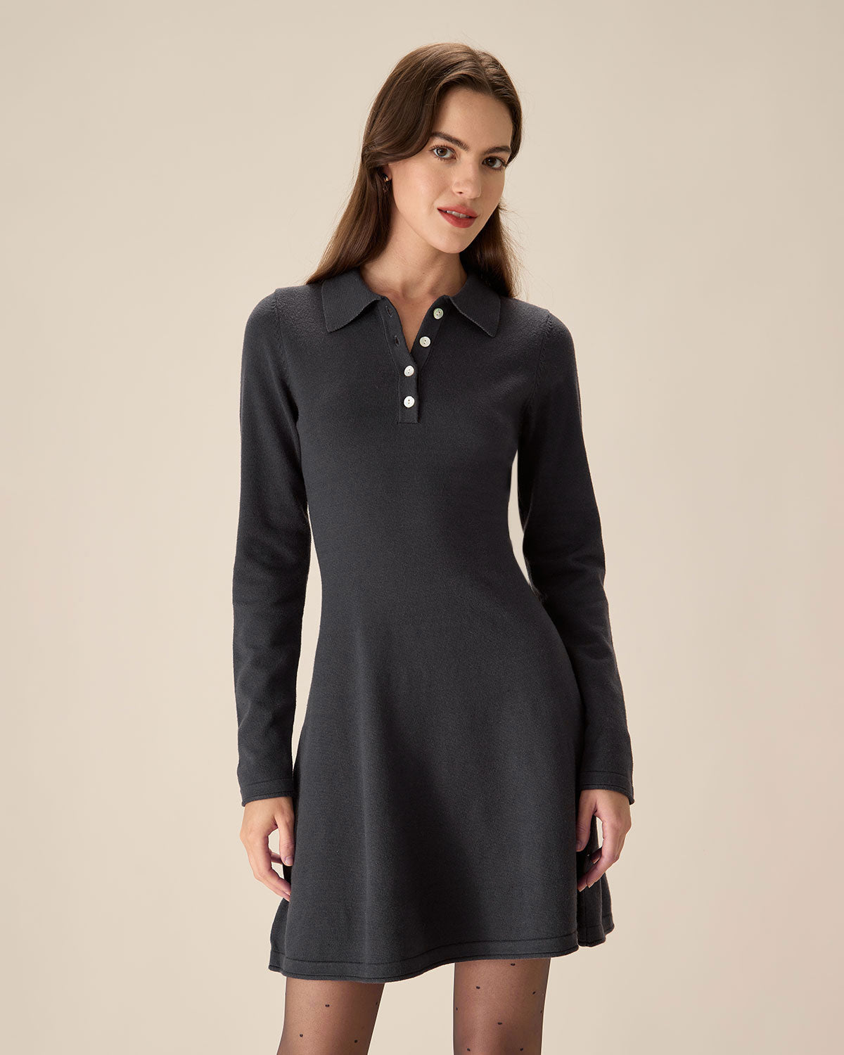 Grey Pleated Sweater Mini Dress - Threadford
