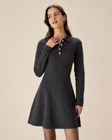 Grey Pleated Sweater Mini Dress - Threadford