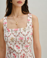 Floral Square Neck A-Line Slip Mini Dress - Threadford