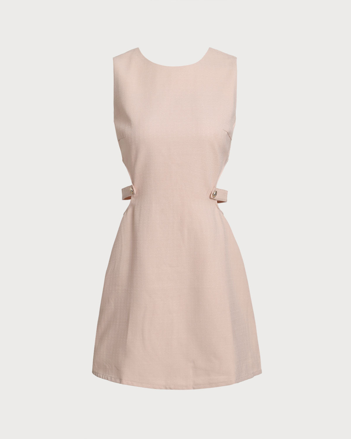 Pink Boat Neck Cut Out Sleeveless Mini Dress - Threadford