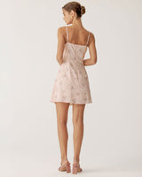 Pink Floral A-Line Slip Mini Dress - Threadford
