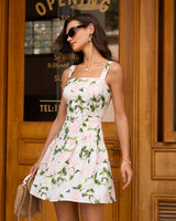 Pink Floral Ruched Belted Slip Mini Dress - Threadford