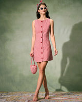 The Red Boat Neck Plaid Mini Dress - Threadford