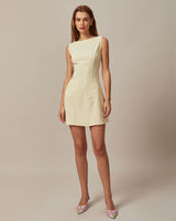 The Yellow Boat Neck Cutout Mini Dress - Threadford