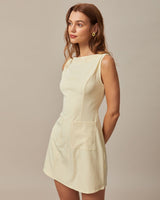 The Yellow Boat Neck Cutout Mini Dress - Threadford