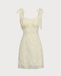 Yellow Jacquard Tie Strap Mini Dress
