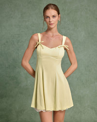 Yellow Square Neck A-Line Slip Mini Dress