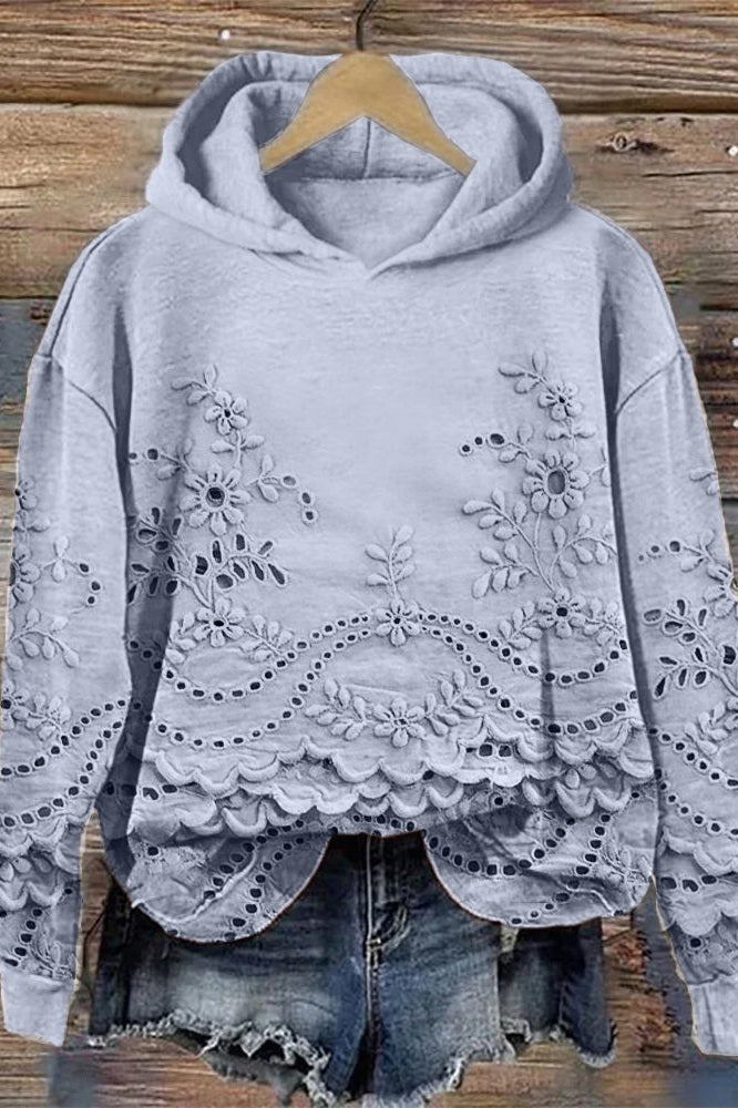 Lace Hoodie Sweatshirt - Threadford