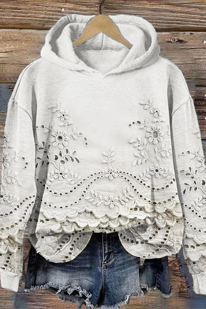 Lace Hoodie Sweatshirt - Threadford