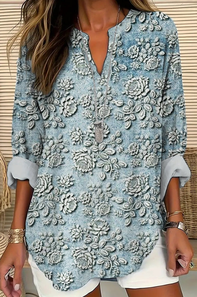 Blue Dusk Bloom Blouse - Threadford