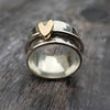 Silver Ring with Golden Heart Accent - Threadford