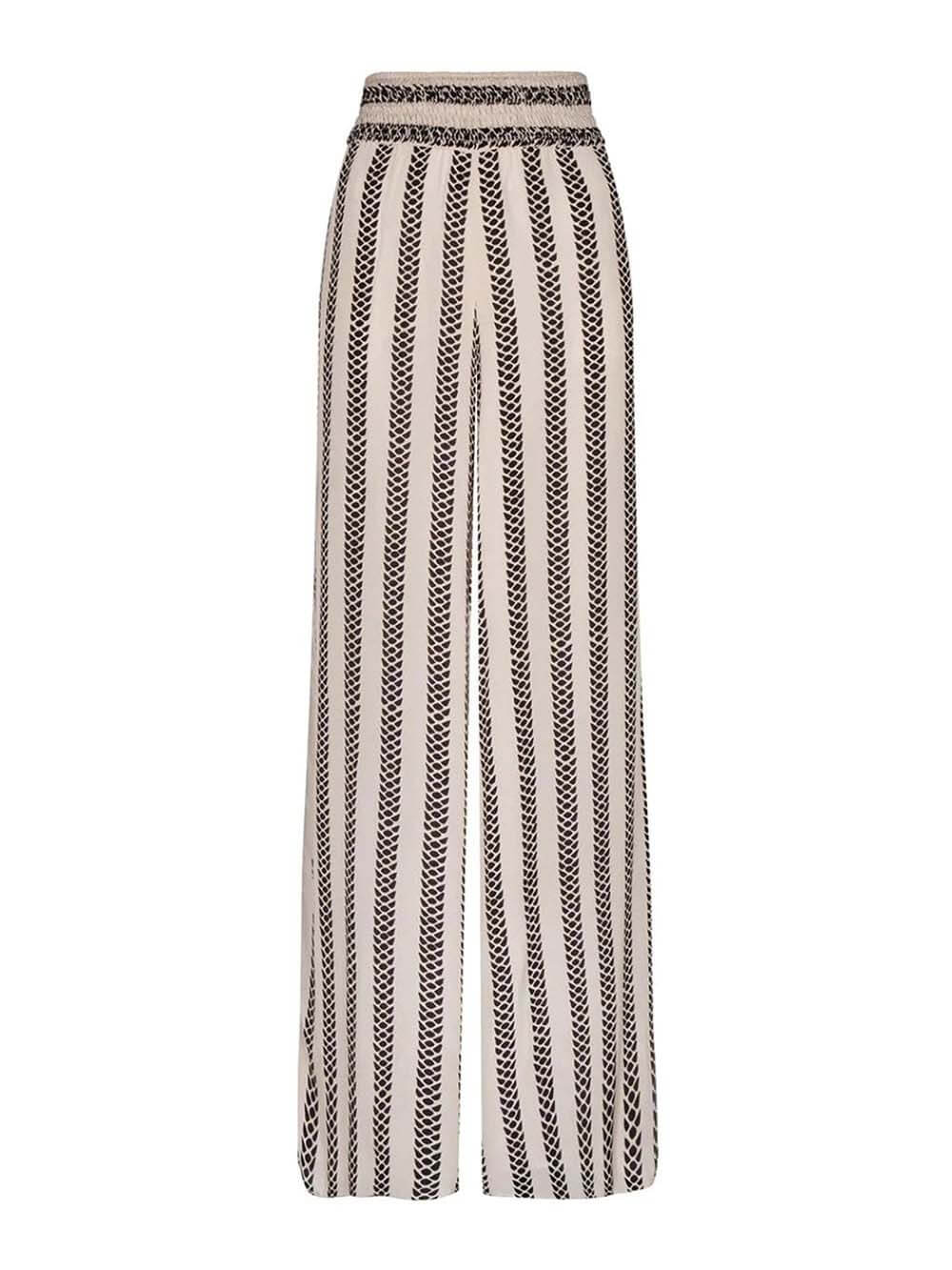 Unique Pleated Waist Snake Print Loose Pocket Wide Leg Pants - Threadford