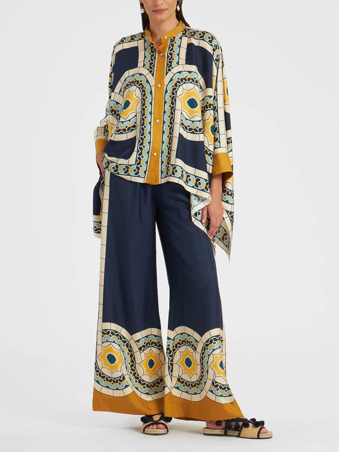 Unique Retro Floral Print Loose Wide-leg Pants - Threadford