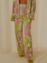 Unique Painted Print Pleated Loose Wide-leg Pants - Threadford
