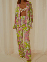 Unique Painted Print Pleated Loose Wide-leg Pants - Threadford