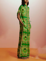 Unique Tropical Fruit Print Lace-up Loose Wide-leg Pants - Threadford