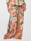 Unique Flower Print Slit Cuffs Wide Leg Pants - Threadford