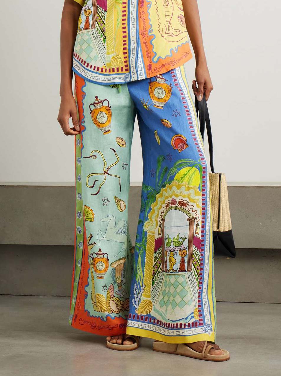 Unique Summer Fantasy Print Wide-leg Pants - Threadford