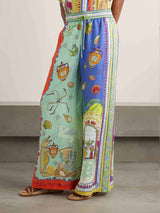 Unique Summer Fantasy Print Wide-leg Pants - Threadford