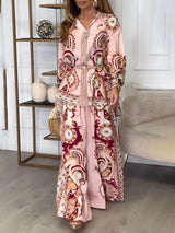 Modern And Exquisite Unique Satin Pattern Print Elastic Waist Loose Wide-Leg Pants - Threadford