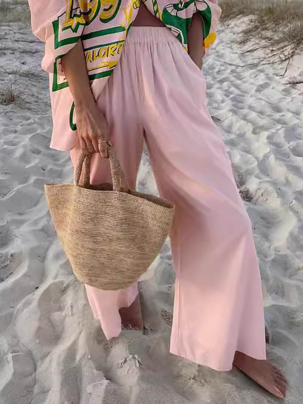 Unique Vacation Style Loose Elastic Wide-Leg Pants - Threadford