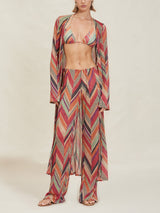 Seaside Vacation Geometric Print Side Tie Straight Pants - Threadford