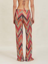 Seaside Vacation Geometric Print Side Tie Straight Pants - Threadford