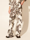 Exquisite Floral Print Elastic Loose Pocket Wide Leg Pants - Threadford