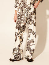 Exquisite Floral Print Elastic Loose Pocket Wide Leg Pants - Threadford