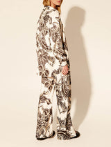 Exquisite Floral Print Elastic Loose Pocket Wide Leg Pants - Threadford