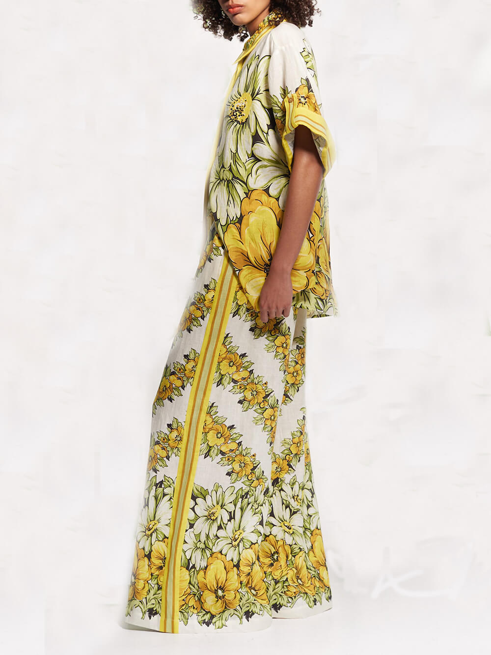 Classic Summer Oversized Cut Printed Pocket Wide Leg Pants - Threadford