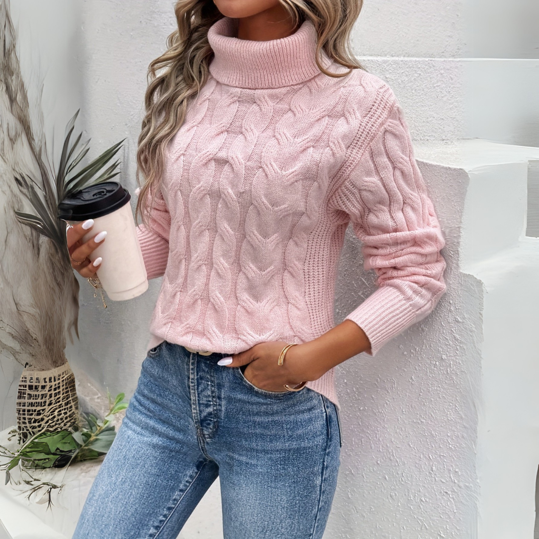 Amelia - Elegant Sweater with High Collar - Threadford