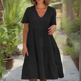 Luce | Flowing Dress with V-Neck - Threadford