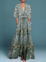 Laure | Elegant Floral Dress - Threadford